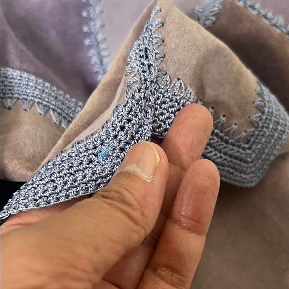 Denim & Co Women Patchwork Suede Crochet Jacket Medium Purple Boho Cottagecore - Picture 6 of 9